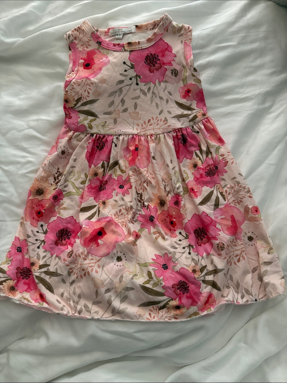 Toddler Pink Floral Sleeveless Dress